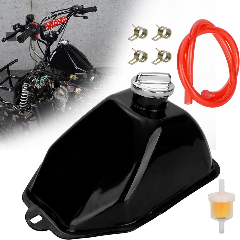 MTATCN Metal Motorcycle Gas Fuel Petrol Tank with cap for 50cc 70cc 90cc 110cc 125cc Coolster 3050C 3125R Taotao ATA 125D 110B Boulder B1 Vitacci Roketa HAWK Ice bear Mountopz ATV Quad 4 Wheeler - Image 1